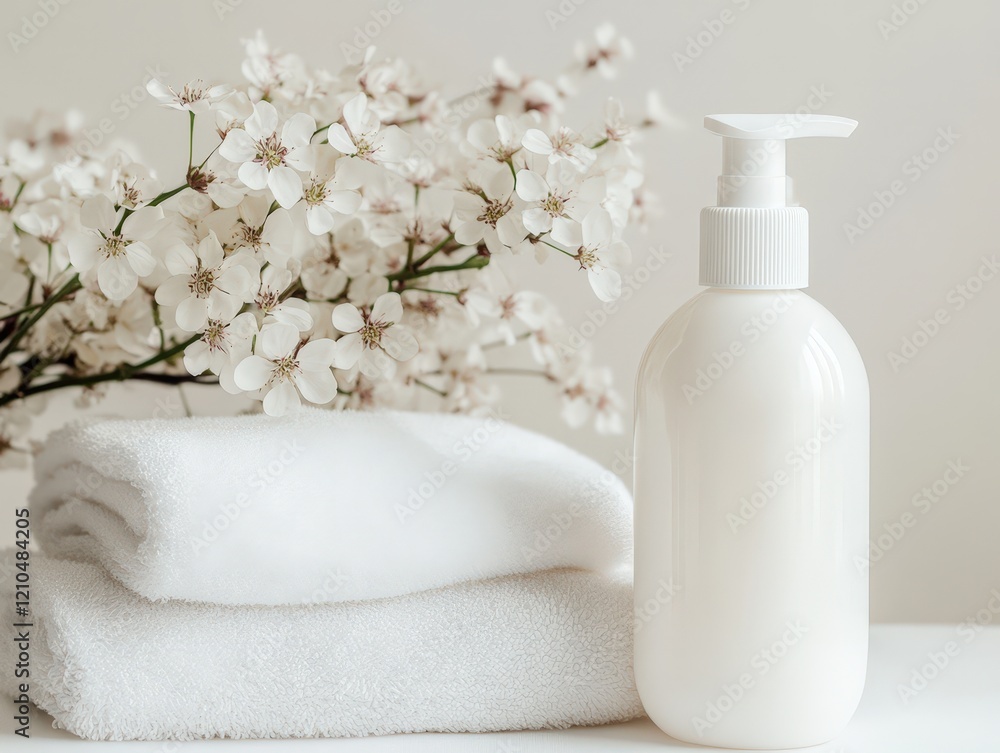 A white plastic soap bottle mockup A white plastic soap bottle mockup