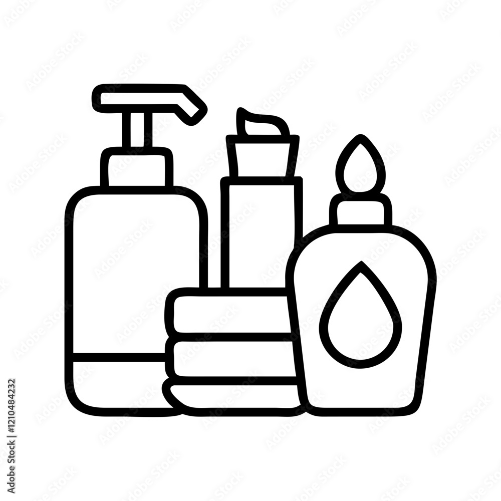 toiletries icon, toiletries line art - simple line art of toiletries, perfect for toiletries logos and icons