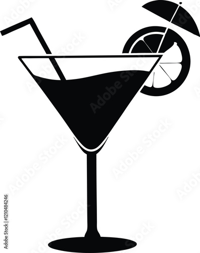 Wallpaper Mural Cocktail silhouette,Cocktail glases silhouette vector icon Torontodigital.ca