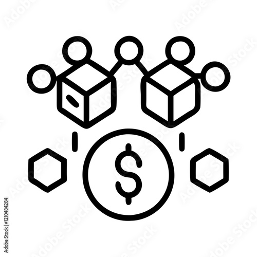 tokenized asset icon, tokenized asset line art - simple line art of tokenized asset, perfect for tokenized asset logos and icons