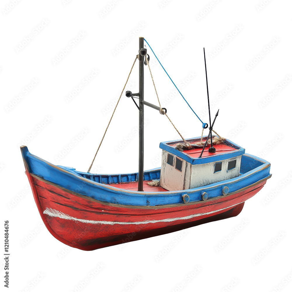 Isolated Red and Blue Fishing Vessel Isolated Red and Blue Fishing Vessel