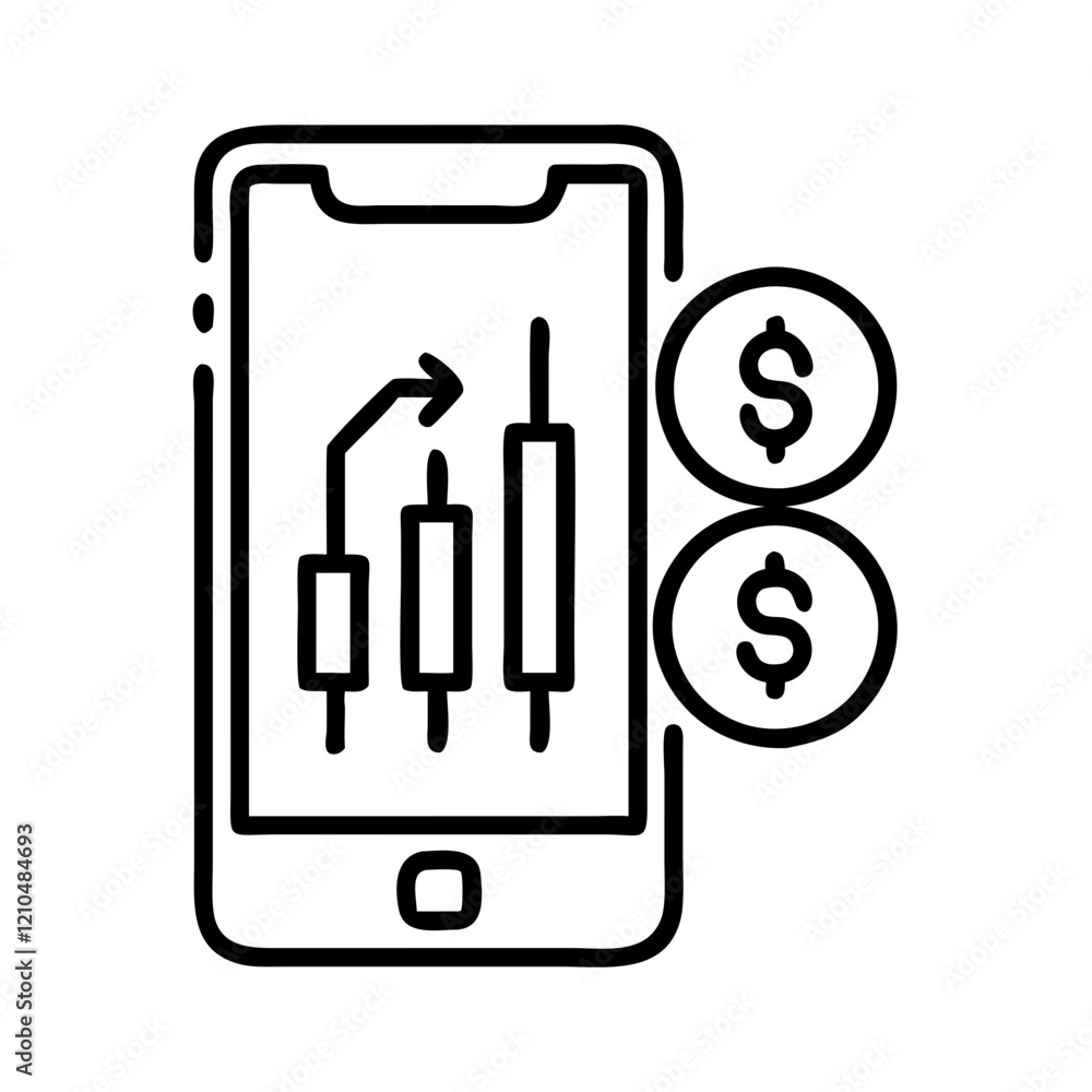 trading app icon, trading app line art - simple line art of trading app, perfect for trading app logos and icons trading app icon, trading app line art - simple line art of trading app, perfect for trading app logos and icons