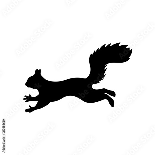 One running squirrel silhouette icon vector flat illustration design.
