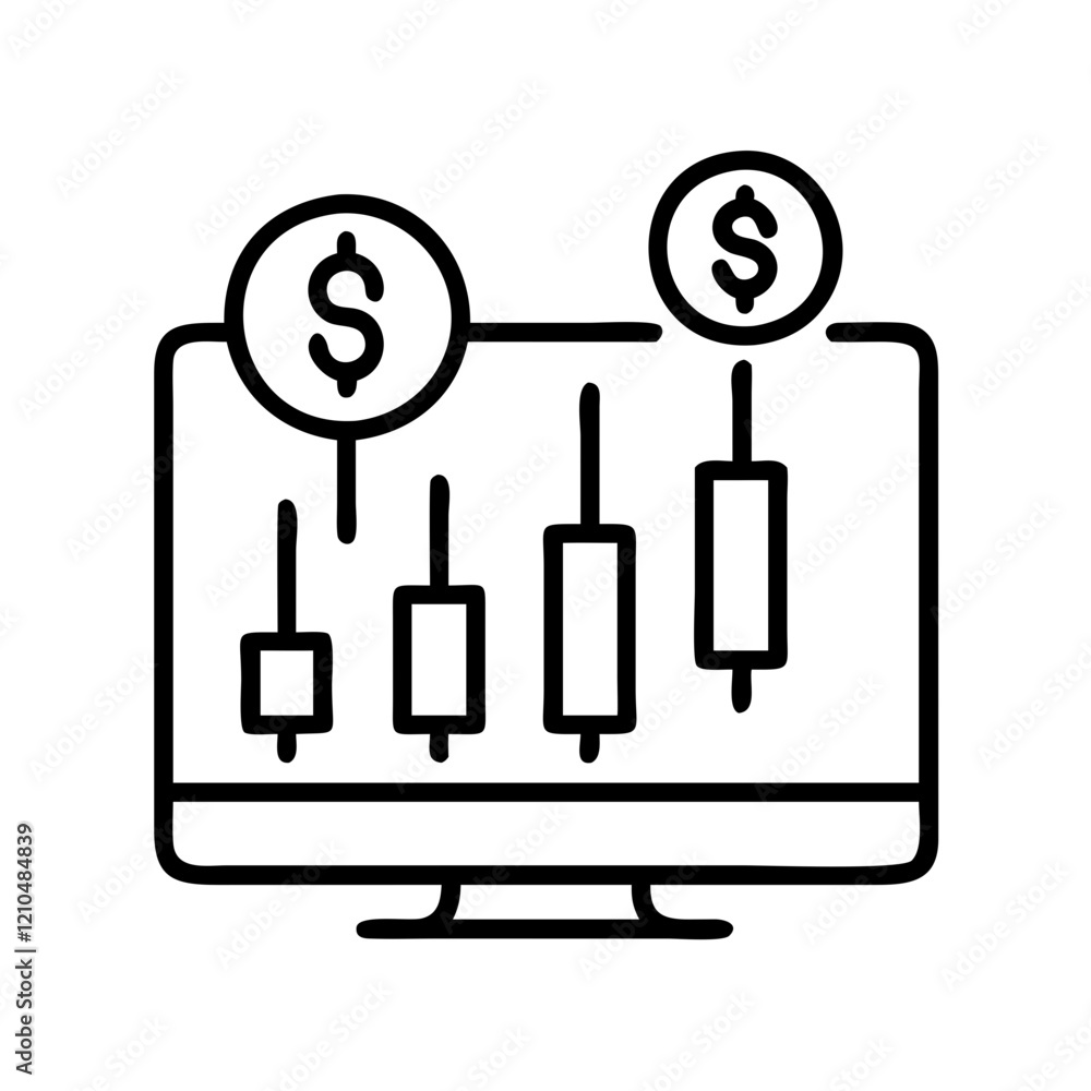 trading platform icon, trading platform line art - simple line art of trading platform, perfect for trading platform logos and icons