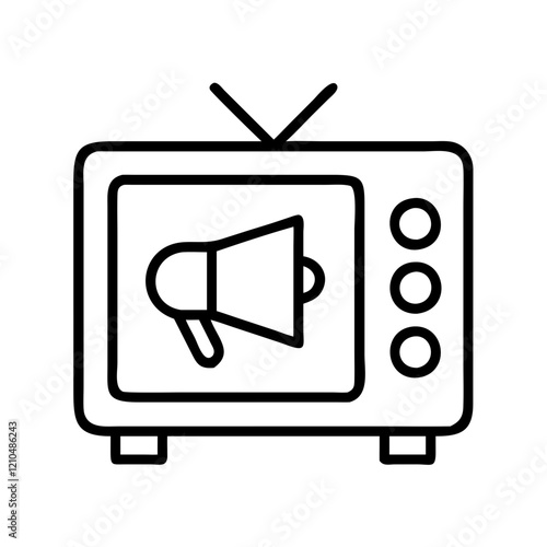 tv commercial icon, tv commercial line art - simple line art of tv commercial, perfect for tv commercial logos and icons