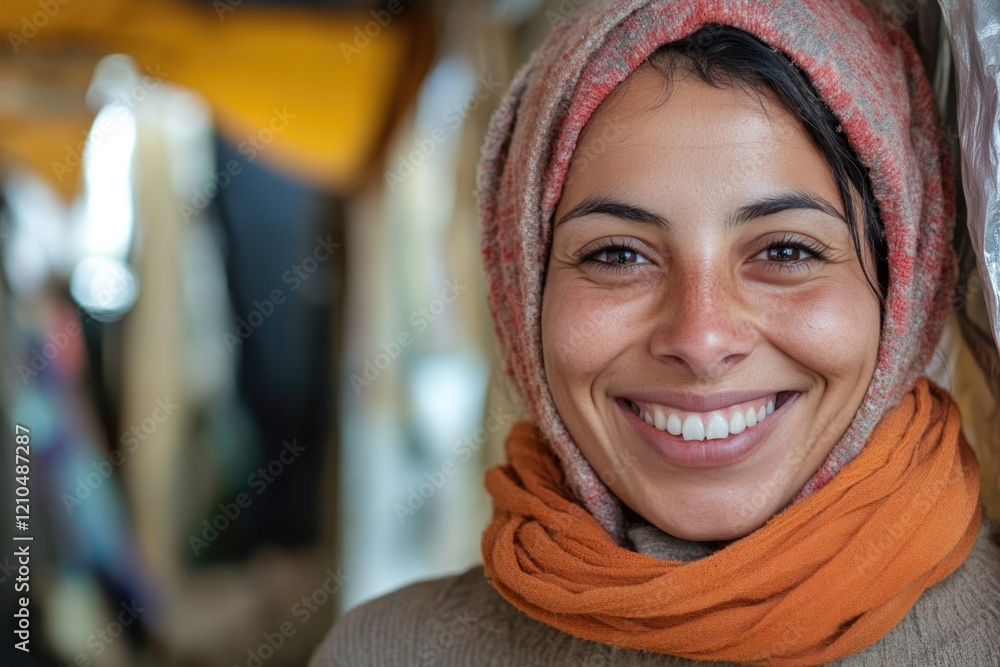 happy migrant in shelter minimalist portrait style with bright composition and ample copy space to convey emotions happy migrant in shelter minimalist portrait style with bright composition and ample copy space to convey emotions
