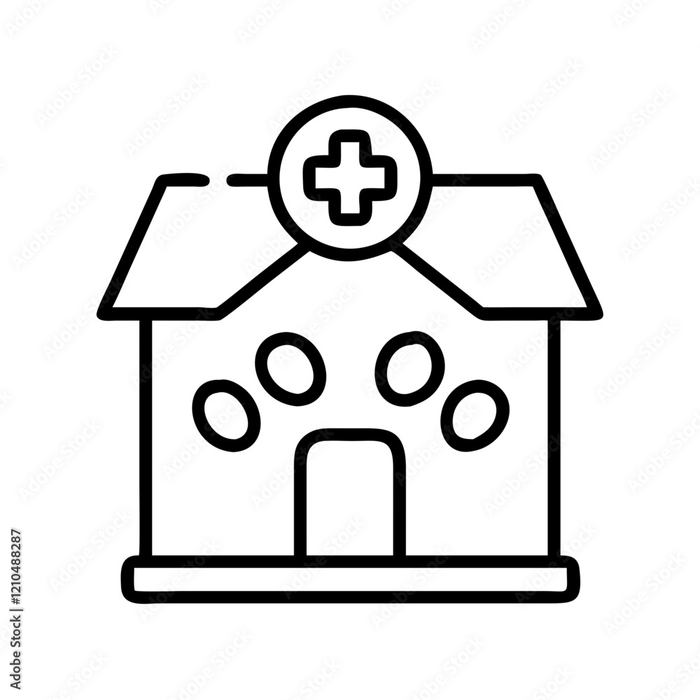 veterinary clinic icon, veterinary clinic line art - simple line art of veterinary clinic, perfect for veterinary clinic logos and icons veterinary clinic icon, veterinary clinic line art - simple line art of veterinary clinic, perfect for veterinary clinic logos and icons