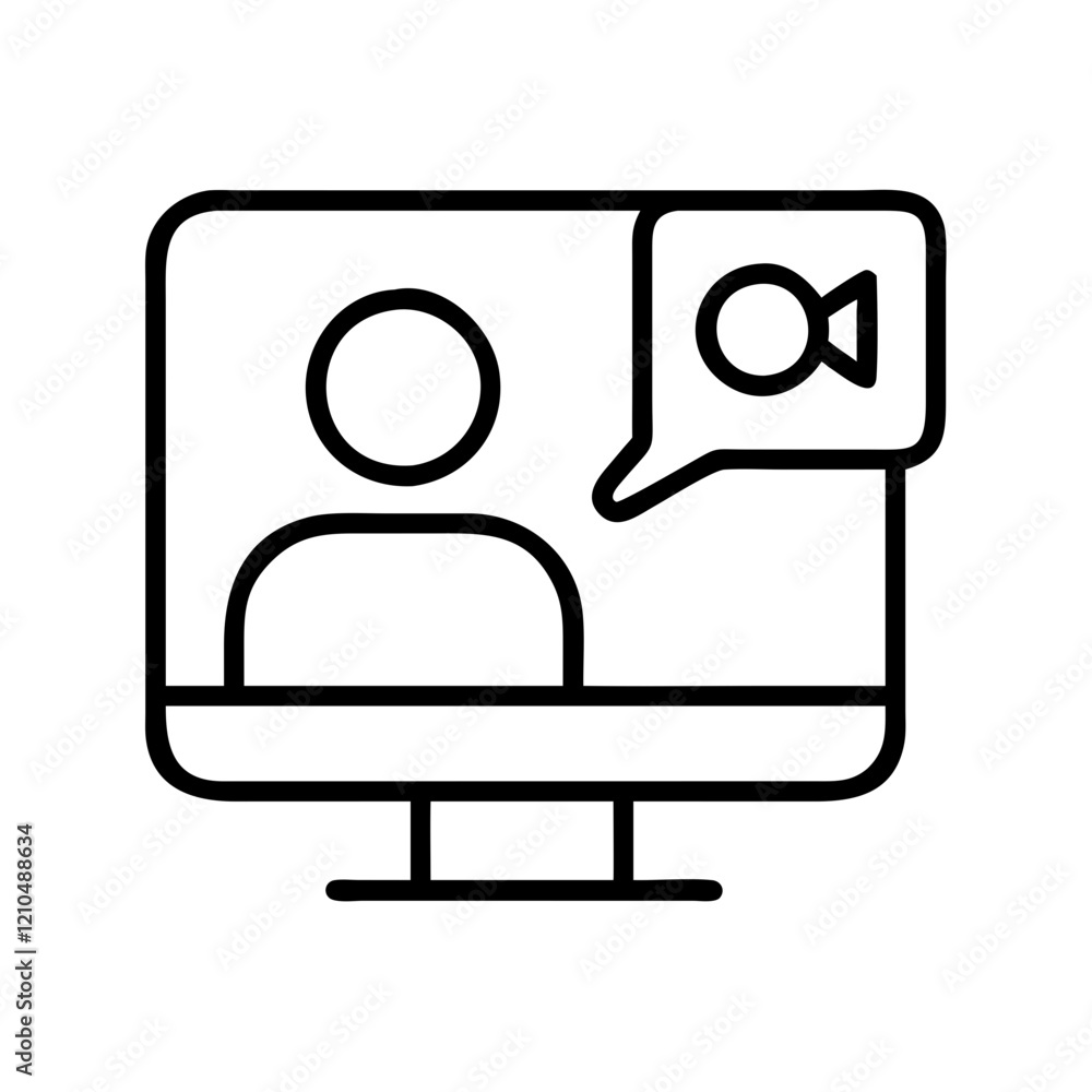 video call icon, video call line art - simple line art of video call, perfect for video call logos and icons video call icon, video call line art - simple line art of video call, perfect for video call logos and icons