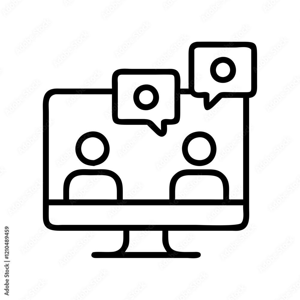 virtual meeting icon, virtual meeting line art - simple line art of virtual meeting, perfect for virtual meeting logos and icons virtual meeting icon, virtual meeting line art - simple line art of virtual meeting, perfect for virtual meeting logos and icons