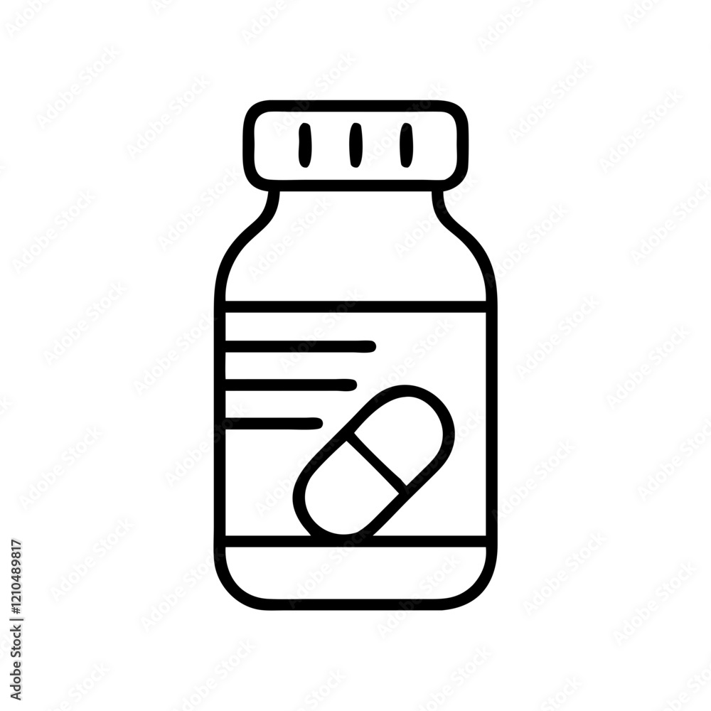 Fototapeta premium vitamin bottle icon, vitamin bottle line art - simple line art of vitamin bottle, perfect for vitamin bottle logos and icons