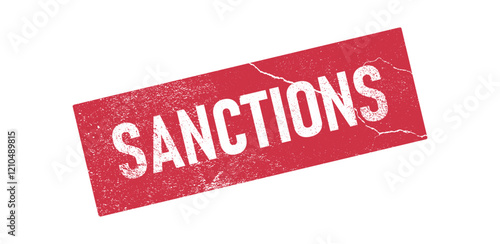 Red sanctions stamp. Template sanctions rubber grunge stamp. Vector illustration, grunge sanctions stamp.