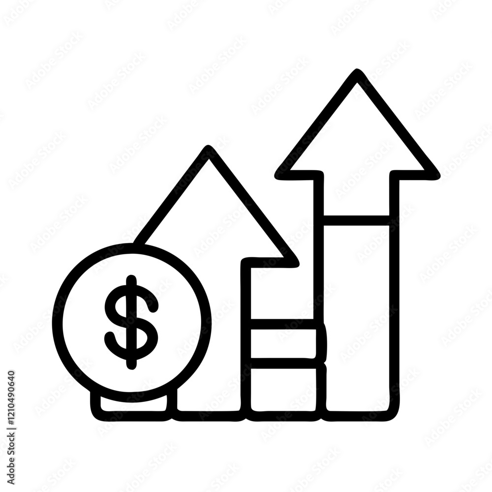 wage growth icon, wage growth line art - simple line art of wage growth, perfect for wage growth logos and icons wage growth icon, wage growth line art - simple line art of wage growth, perfect for wage growth logos and icons