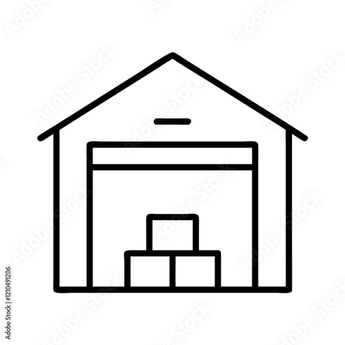 warehouse icon, warehouse line art - simple line art of warehouse, perfect for warehouse logos and icons