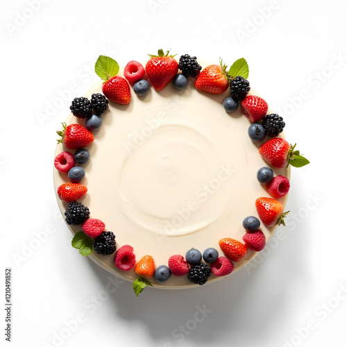 Cheesecake with fresh berries and space for congratulatory text