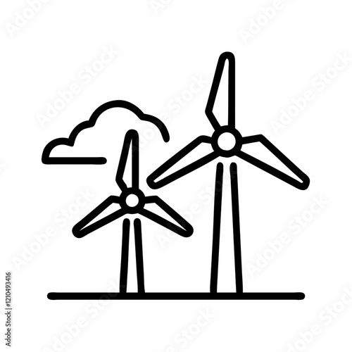 wind farm icon, wind farm line art - simple line art of wind farm, perfect for wind farm logos and icons