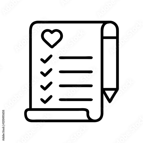 wishlist icon, wishlist line art - simple line art of wishlist, perfect for wishlist logos and icons