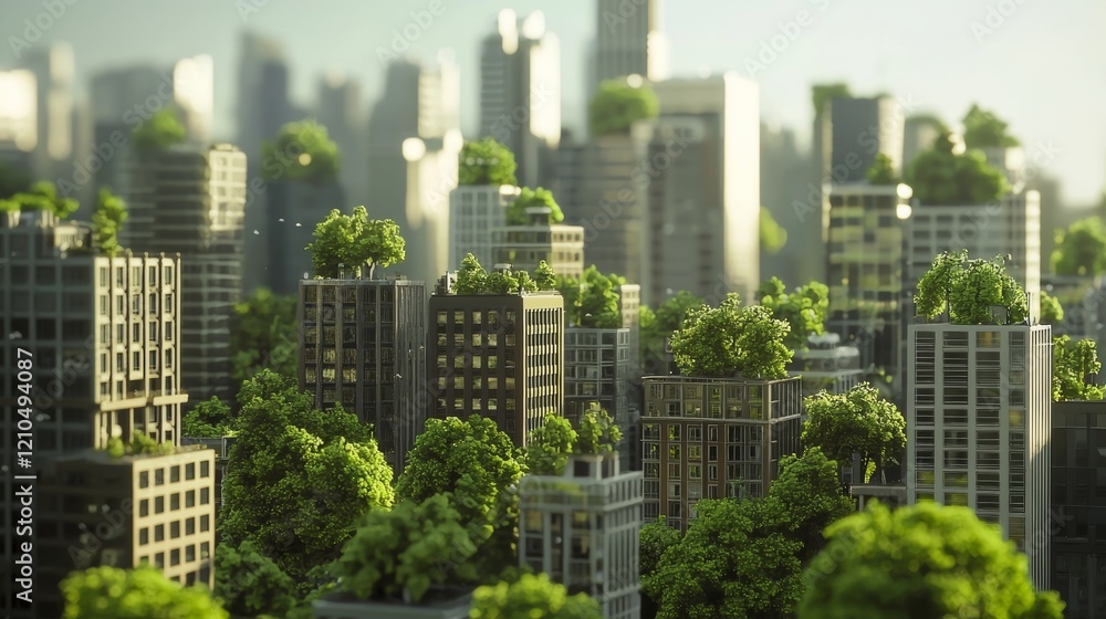 Obraz premium city with many trees, realistic 4k