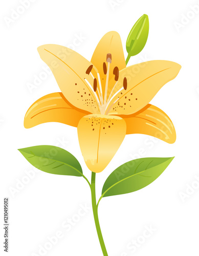 yellow lily flower vector
