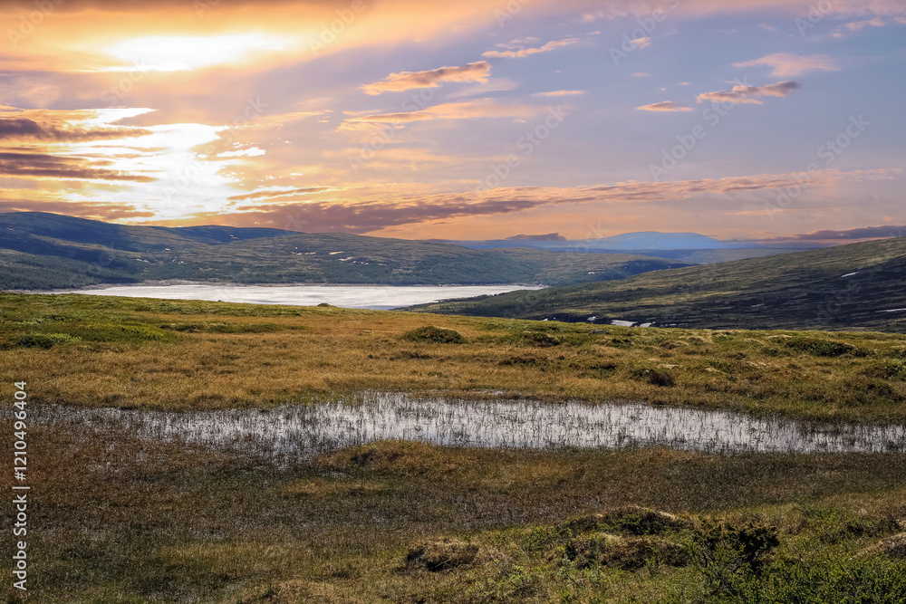 Fototapeta premium Aerial view of the lake Innerdalsvatnet, Norway