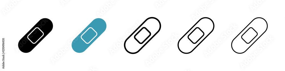 Band aid icons in black and blue set Band aid icons in black and blue set