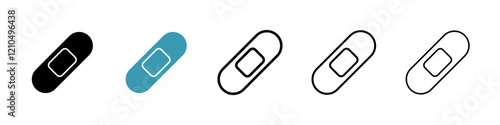 Band aid icons in black and blue set