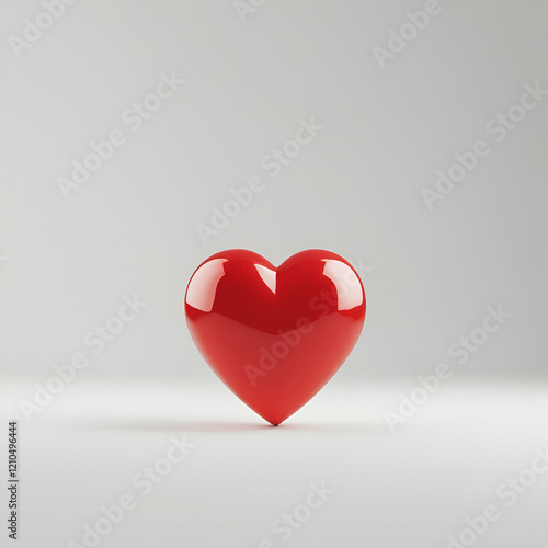 cute beautiful red heart on white background symbol of love and unity, generative Ai