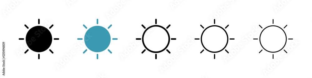 Sun icons in black and blue set Sun icons in black and blue set
