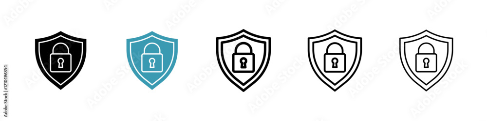 Security lock icons in black and blue set Security lock icons in black and blue set