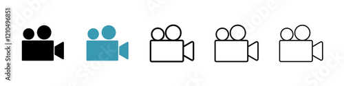 Video icons in black and blue set