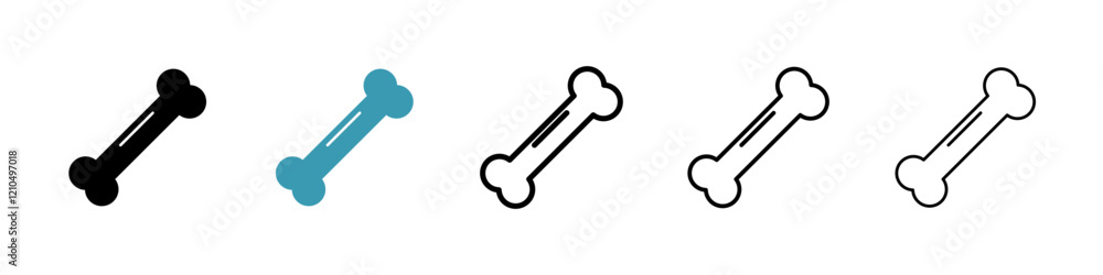 Bones icons in black and blue set Bones icons in black and blue set