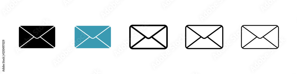 email icons in black and blue set email icons in black and blue set