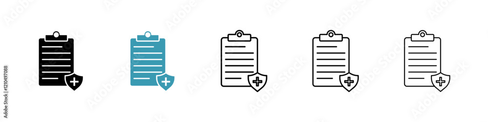 Medical insurance icons in black and blue set Medical insurance icons in black and blue set