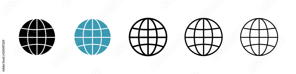 Website icons in black and blue set Website icons in black and blue set