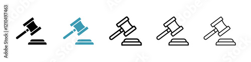 Gavel icons in black and blue set