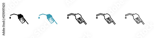 Fuel icons in black and blue set