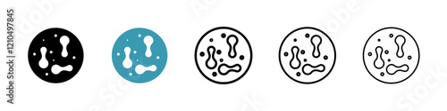 Microorganism icons in black and blue set