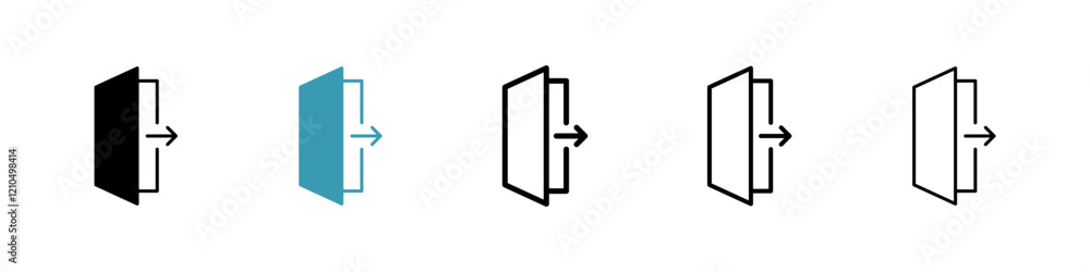 Exit icons in black and blue set Exit icons in black and blue set