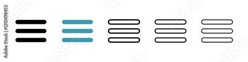 Hamburger menu icons in black and blue set