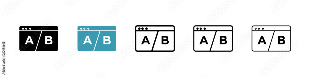 A B test icons in black and blue set