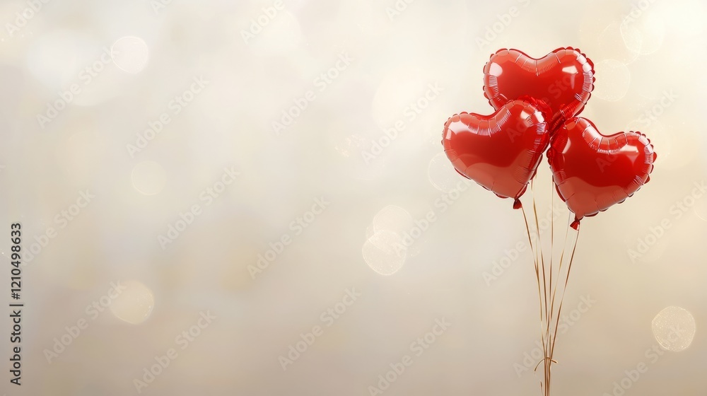 floating red heart balloons on soft light background, high detail, elegant and romantic, festive and warm Valentine's Day decoration, inviting and cozy atmosphere floating red heart balloons on soft light background, high detail, elegant and romantic, festive and warm Valentine's Day decoration, inviting and cozy atmosphere