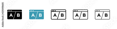 A B test icons in black and blue set