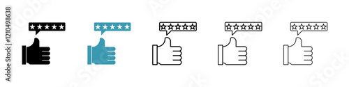Customer feedback icons in black and blue set