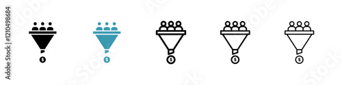 Lead conversion icons in black and blue set