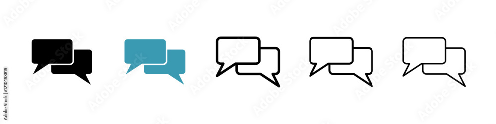 Naklejka premium Chat bubble icons in black and blue set