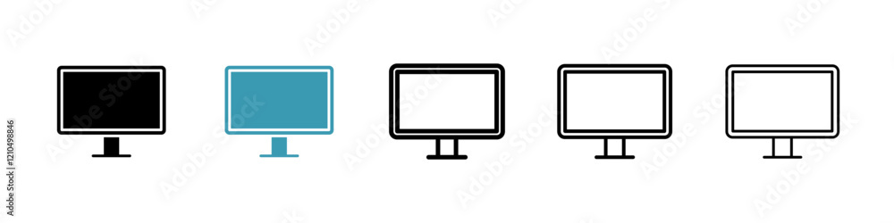 Computer icons in black and blue set Computer icons in black and blue set