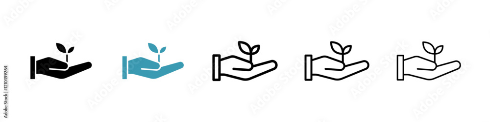 Eco-friendly icons in black and blue set Eco-friendly icons in black and blue set