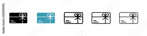 Gift voucher icons in black and blue set