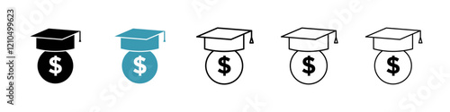 Scholarship icons in black and blue set