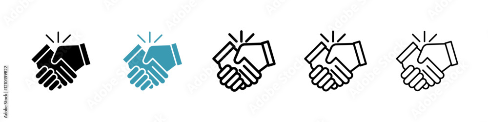 Business deal icons in black and blue set Business deal icons in black and blue set