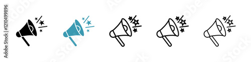 Promotion icons in black and blue set
